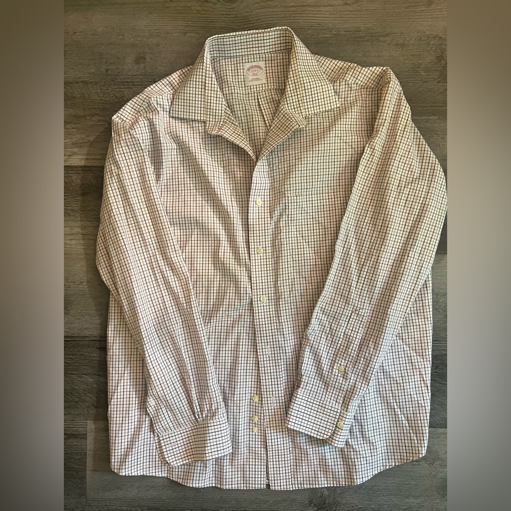 Brooks‎ Brothers Men's 346 Plaid Long Sleeve Button Front Shirt 17 4/5